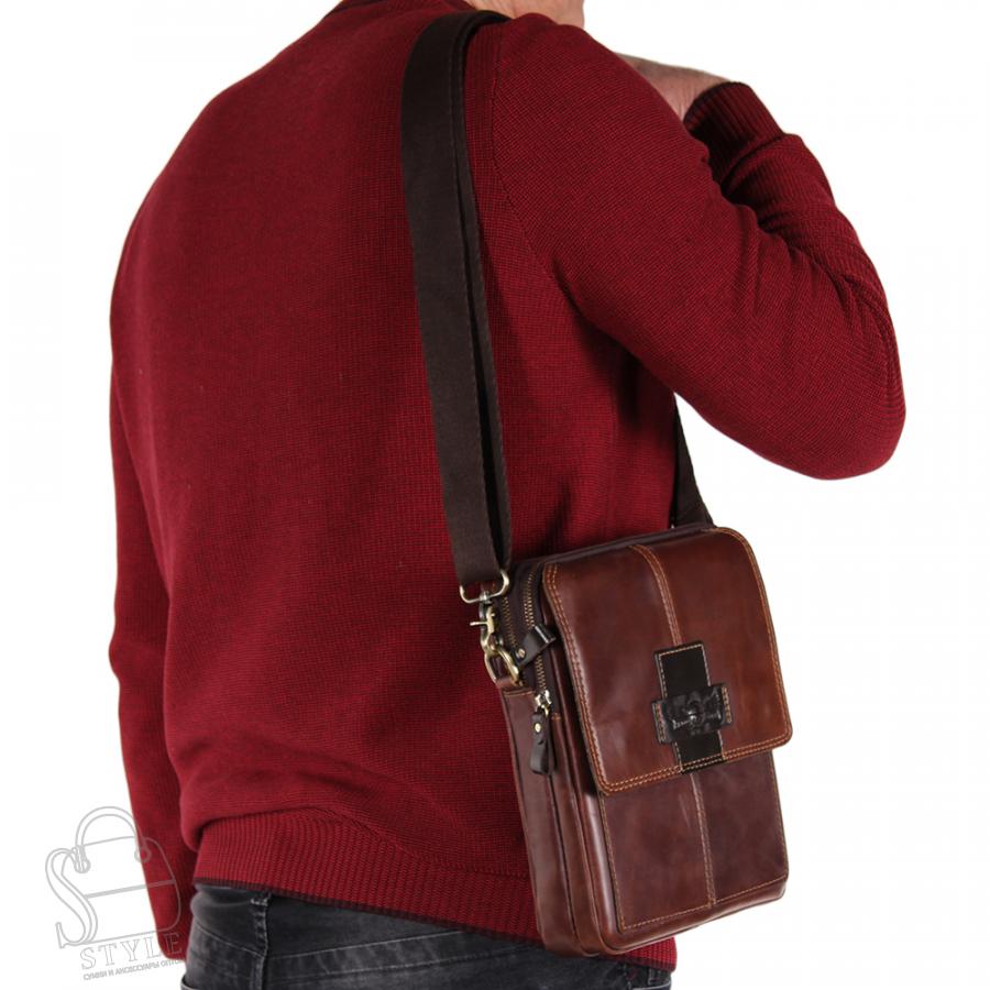 Сумка мужская кожаная 4105TR d.brown Tough Ryder