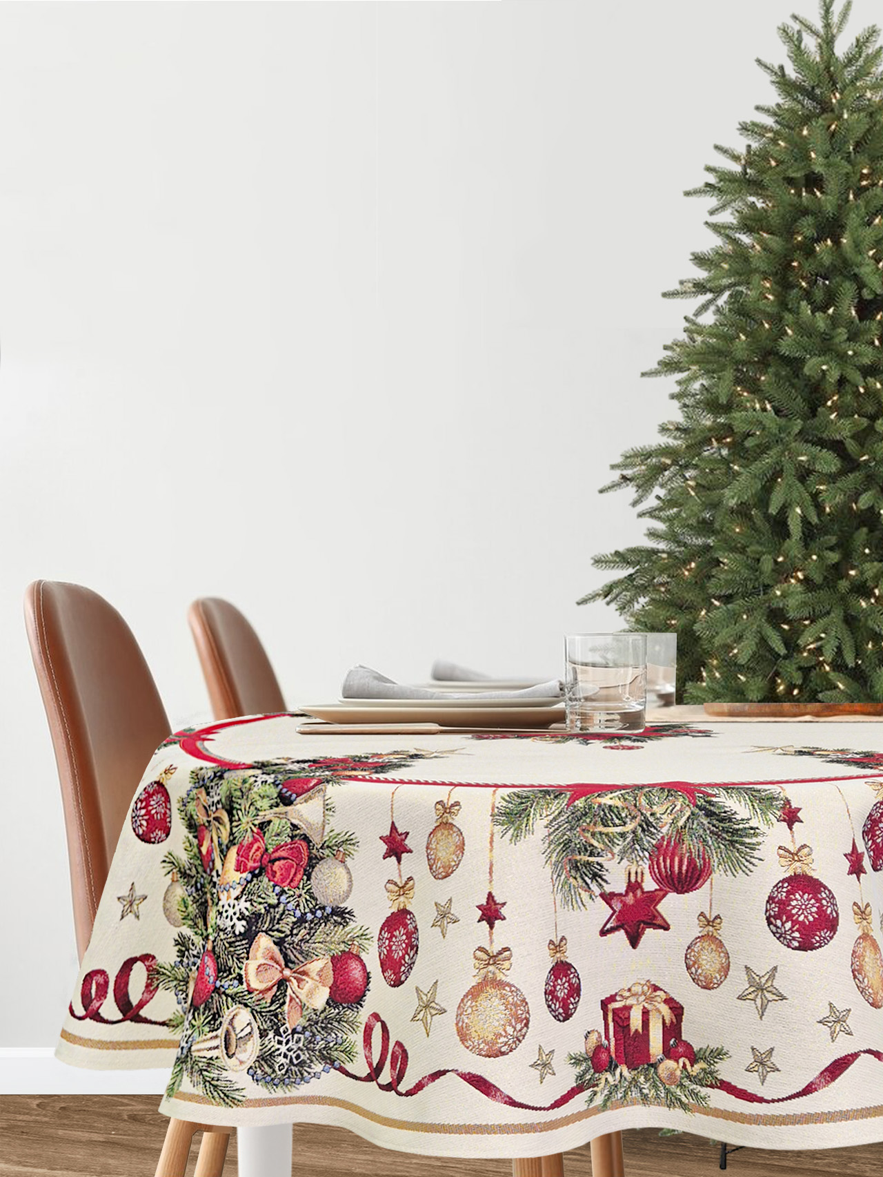 Новогодний пир Скатерть круг д180 см подгиб 2413808 New