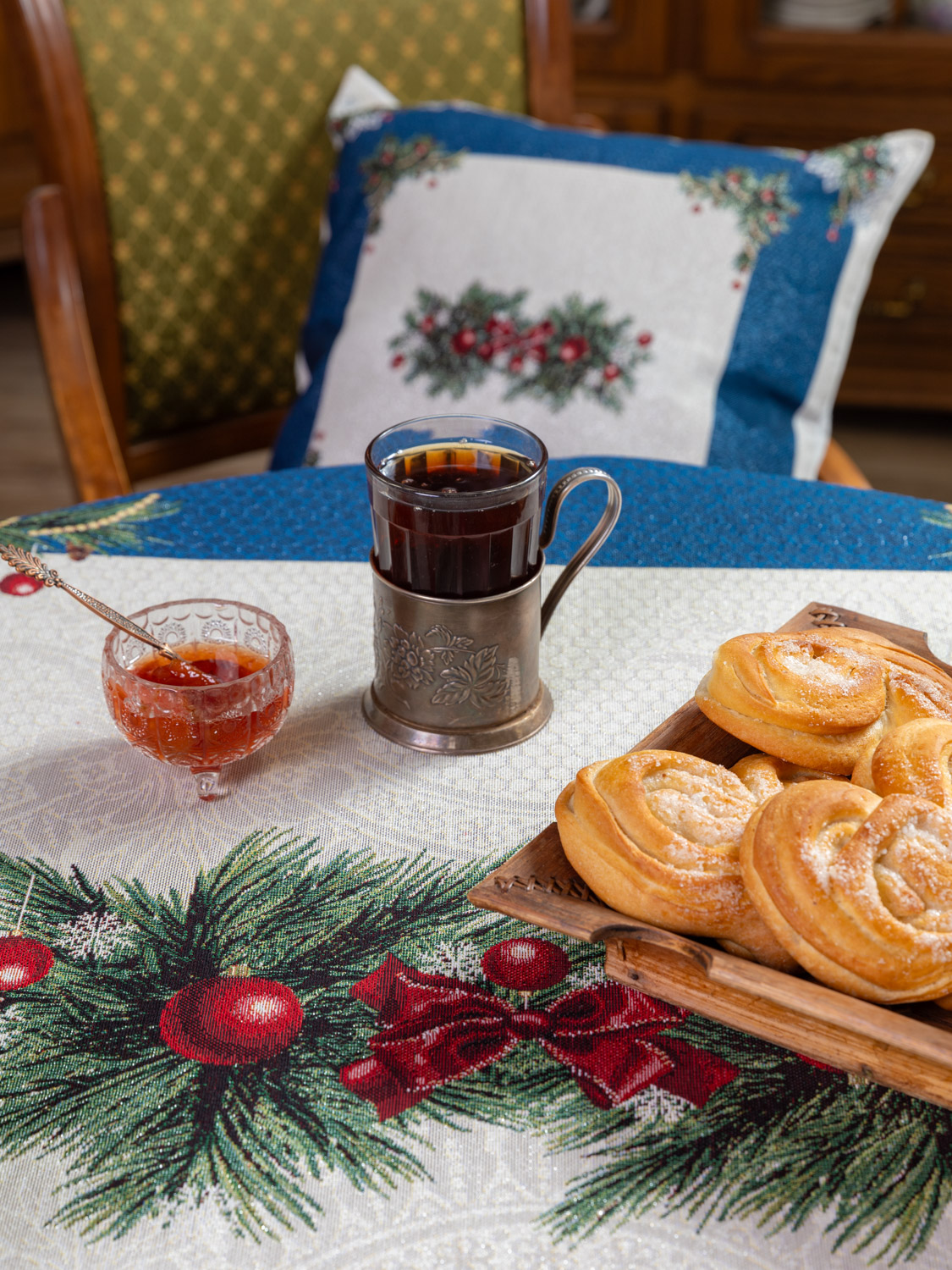 Рождественское кружево Синий Скатерть 140х180 см 2413204