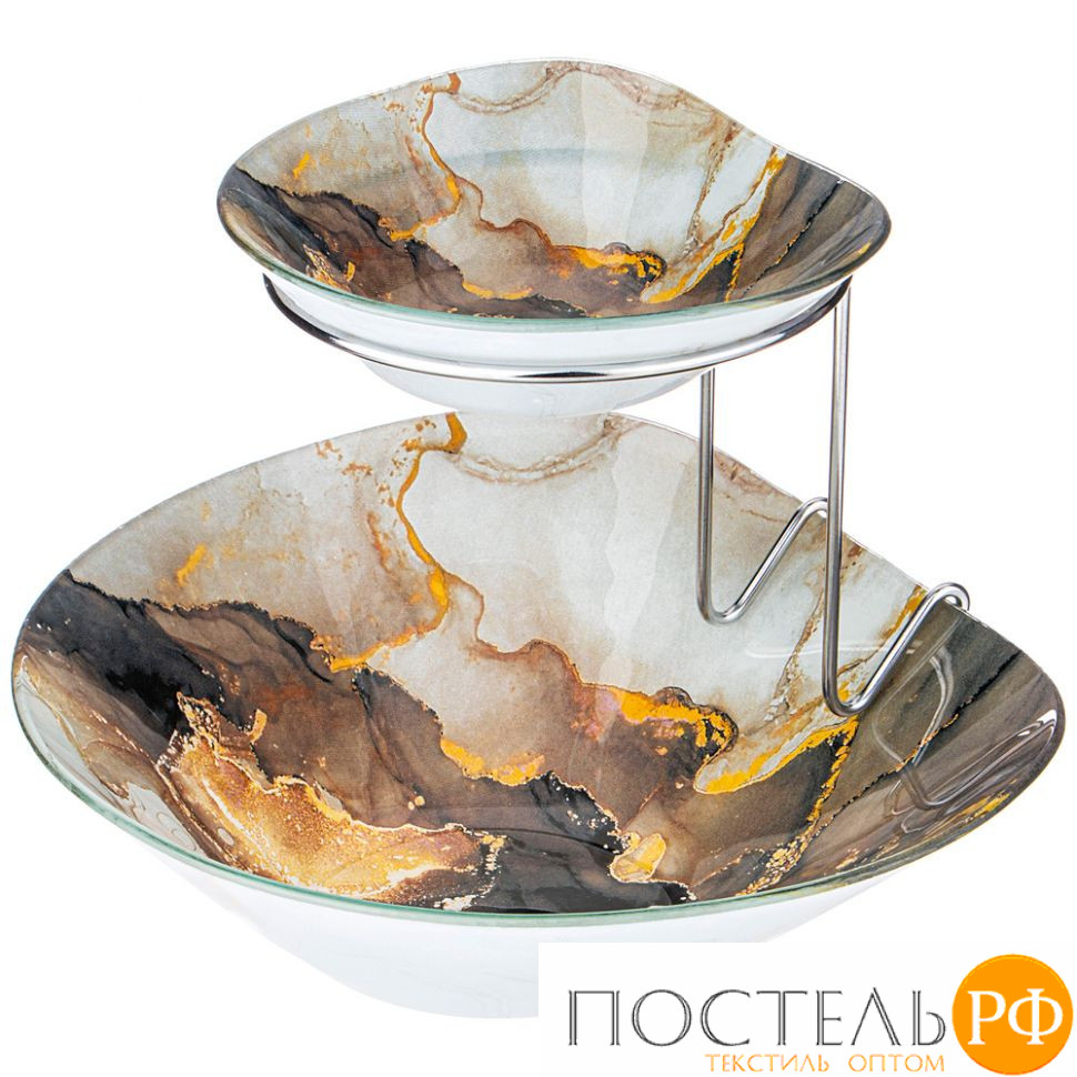 198-245 САЛАТНИК ДЛЯ СЕРВИРОВКИ ДВОЙНОЙ 15*13 И 25*22 СМ H=18 CM КОЛЛЕКЦИЯ MARBLE