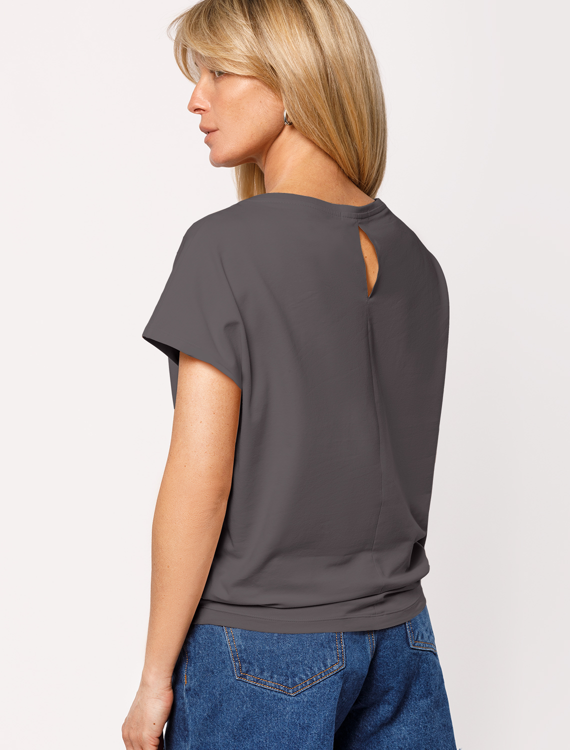 Футболка из хлопкового облегченного полотна с авторским принтом D49.020 серый_небо