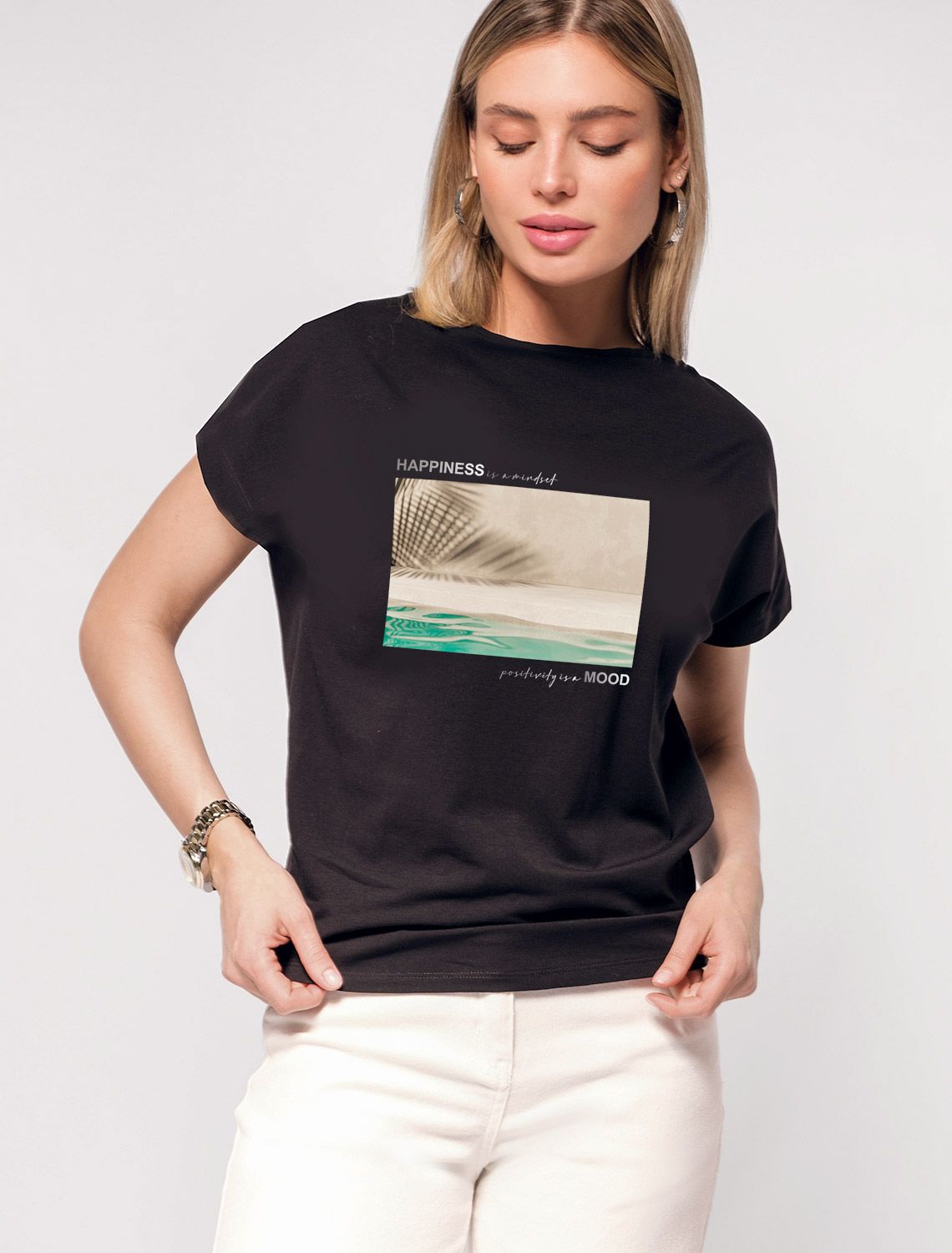 Футболка из хлопкового облегченного полотна с авторским принтом D49.020 черный_mood