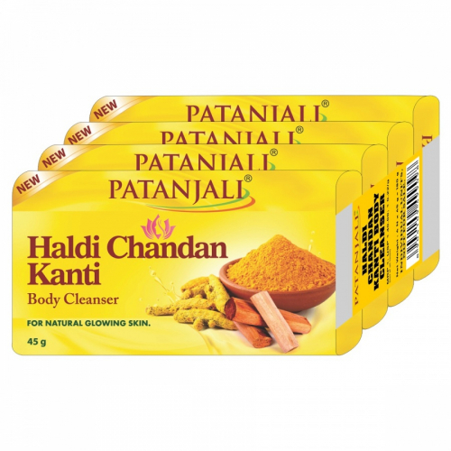 PATANJALI Haldi Chandan Knti Body Clnsr Мыло травяное натуральное Куркума и Сандал 45гх4шт