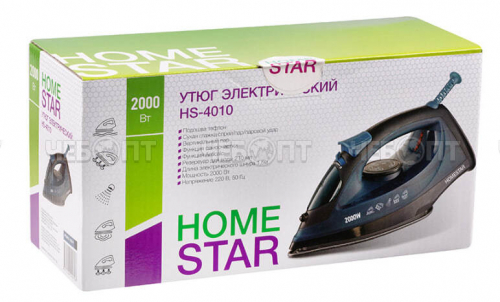 Утюг электрический HOMESTAR HS-4010 тефлон. подошва, пар, спрей, пар. удар, тефлоновая подошва, антинакипь, мощн. 2000 Вт арт. 105379 [10] СКП