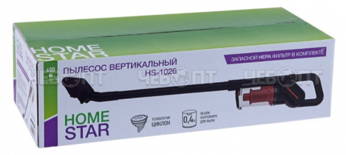 Пылесос вертикальный HOMESTAR HS-1026 запасной фильтр, объем пылесборника 0.4л, мощн. 400 Вт, арт. 105674 [1] СКП