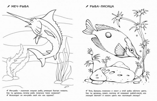 Раскраски для д/с. Кто живет в воде