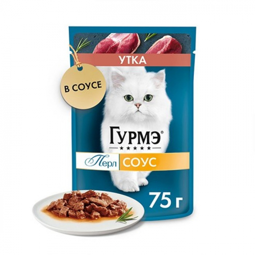 Влажный корм Gourme Perle для кошек, утка, соус, 75 г