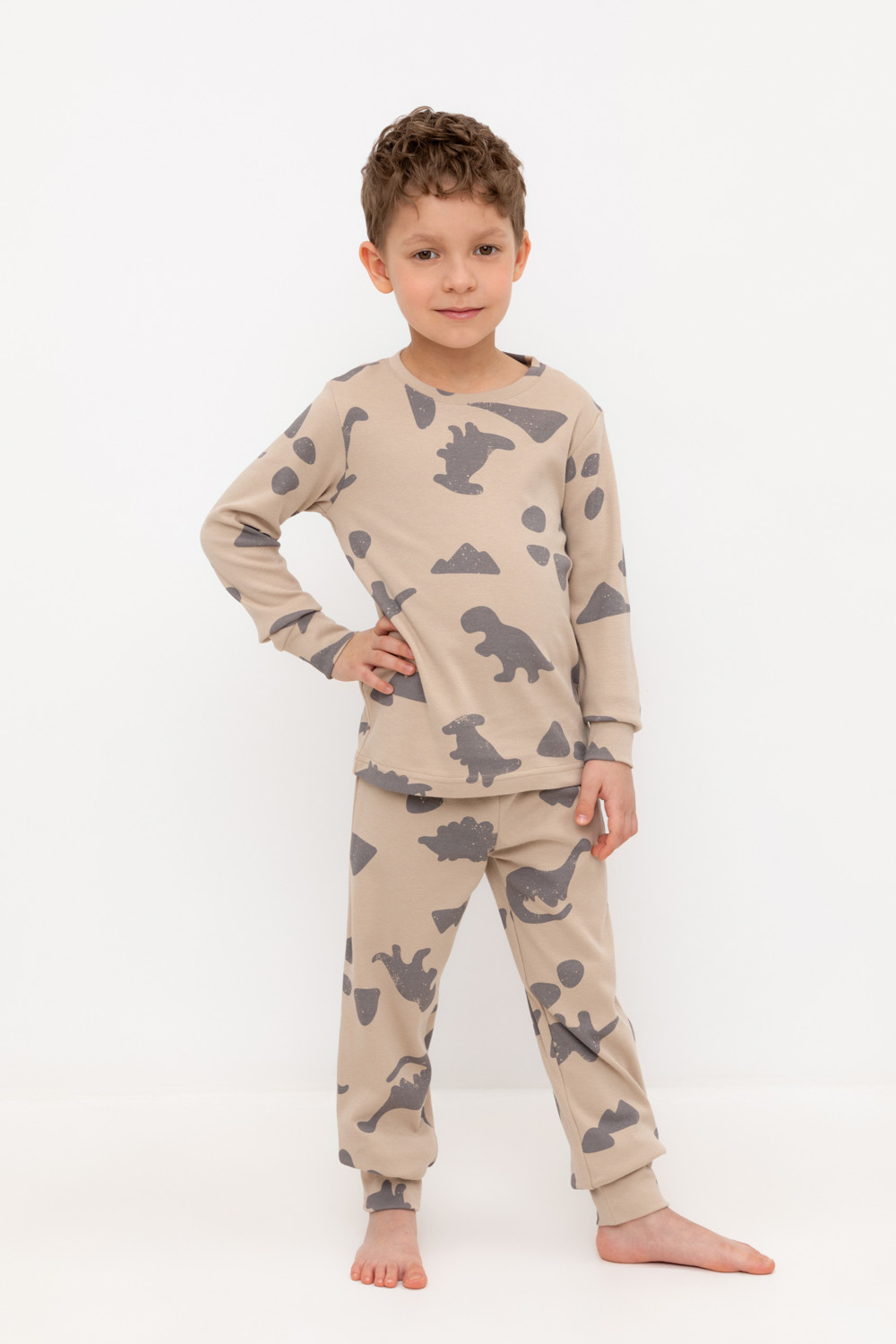 Crockid Пижама К 1552 темно-бежевый, дино Crockid