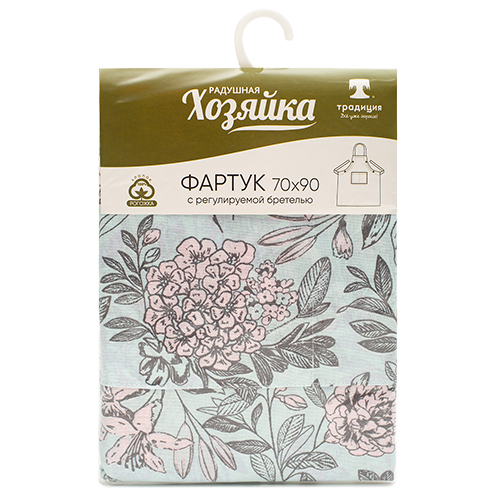 Фартук 'Радушная хозяйка' 70*90 с карманом и регулируемой бретелью, рогожка, 100% хлопок, 'Винтаж'