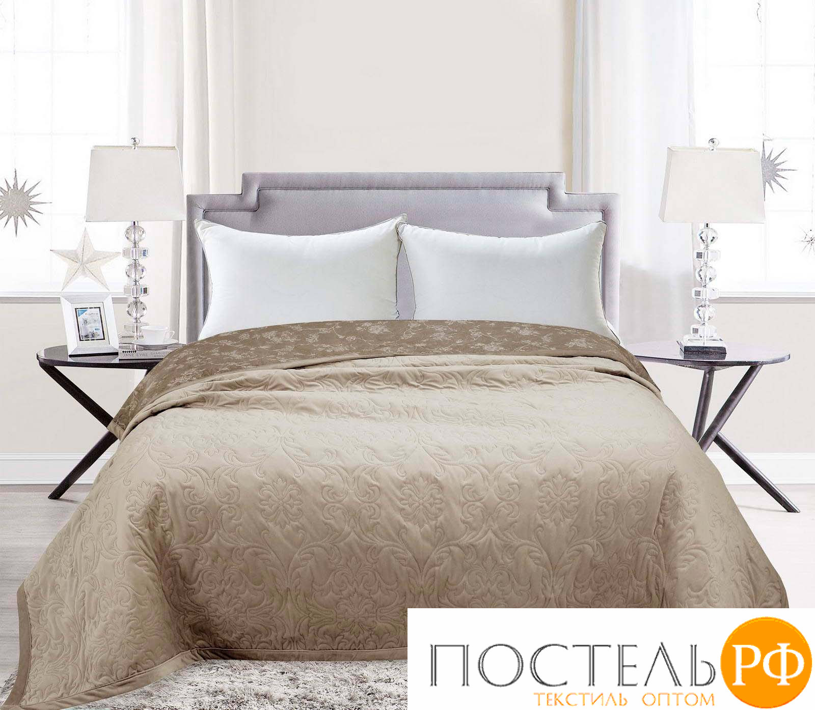 Пок-Аф3-160х220 Афина (беж) Покрывало 160х220