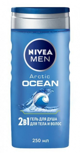 Nivea Men 2в1 Arctic Ocean Гель для душа мужской для тела и волос с морской солью, 250 мл