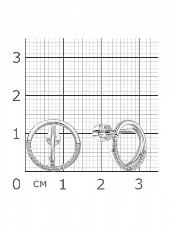 12-1160 Серьги с фианитом родированные серебро 925*
