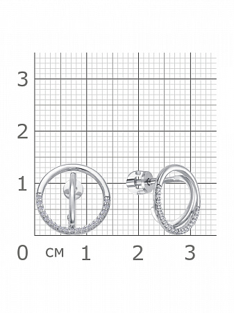 12-1160 Серьги с фианитом родированные серебро 925*