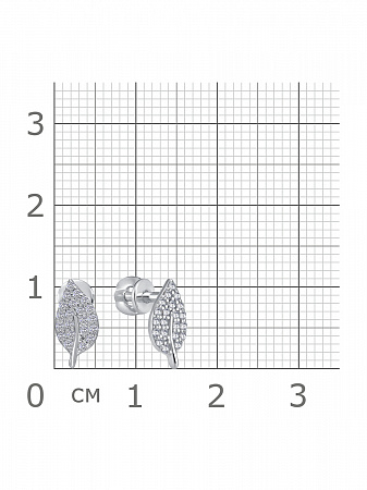 12-1372 Серьги с фианитом родированные серебро 925*