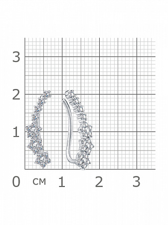 12-1500 Зажимы с фианитом родированные серебро 925*