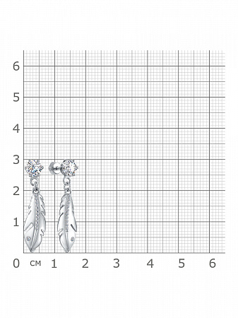 12-1658 Серьги с фианитом родированные серебро 925*