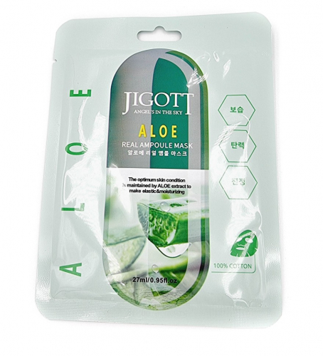 Тканевая маска для лица с экстрактом алое Jigott Aloe Real Ampoule Mask