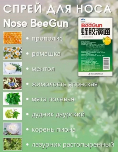 Спрей от заложенности носа Beegun