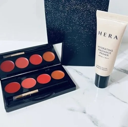 Набор миниатюр для макияжа (палетка помад и база праймер) HERA Rouge Holic Lip Palette & Hydrating Radiance Primer SPF30/PA++ Kit 2pcs