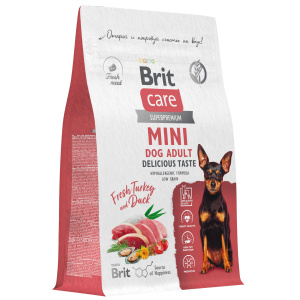 Brit Care Mini Superpremium Dog Adult Delicious Taste с индейкой и уткой для взрослых собак мини пород,  (400 г)