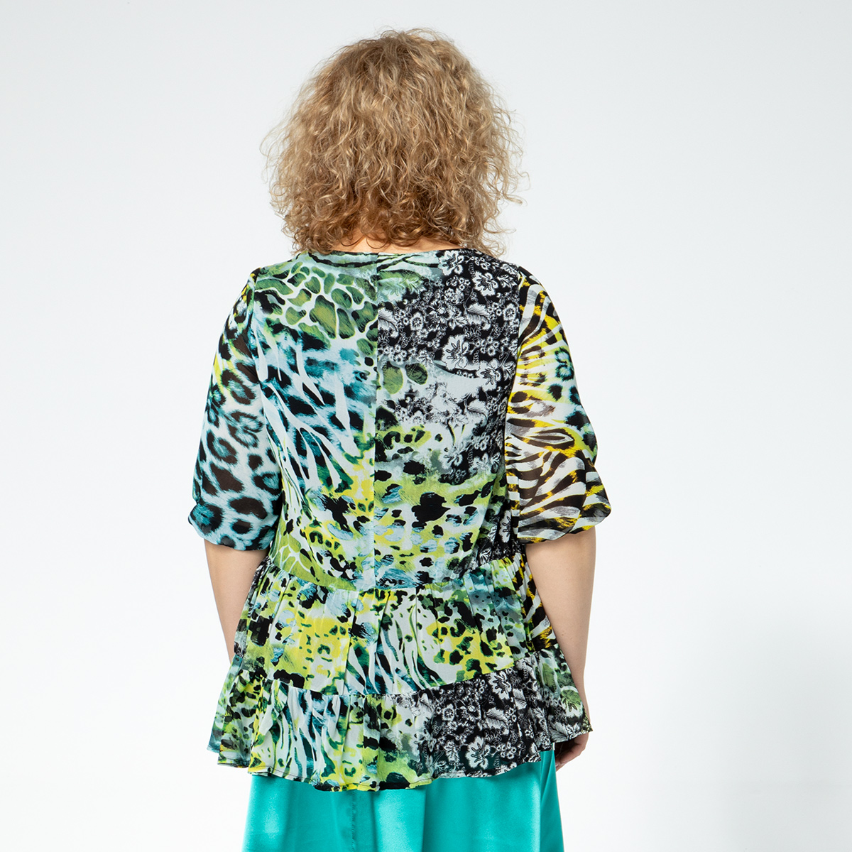 ст. цена1400руб.! Туника, шифон, подкладка, зеленый