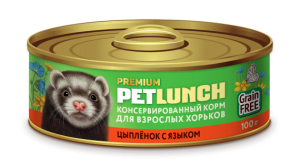 Lunch For Pets Цыплёнок с языком в паштете для взрослых хорьков, 100 г