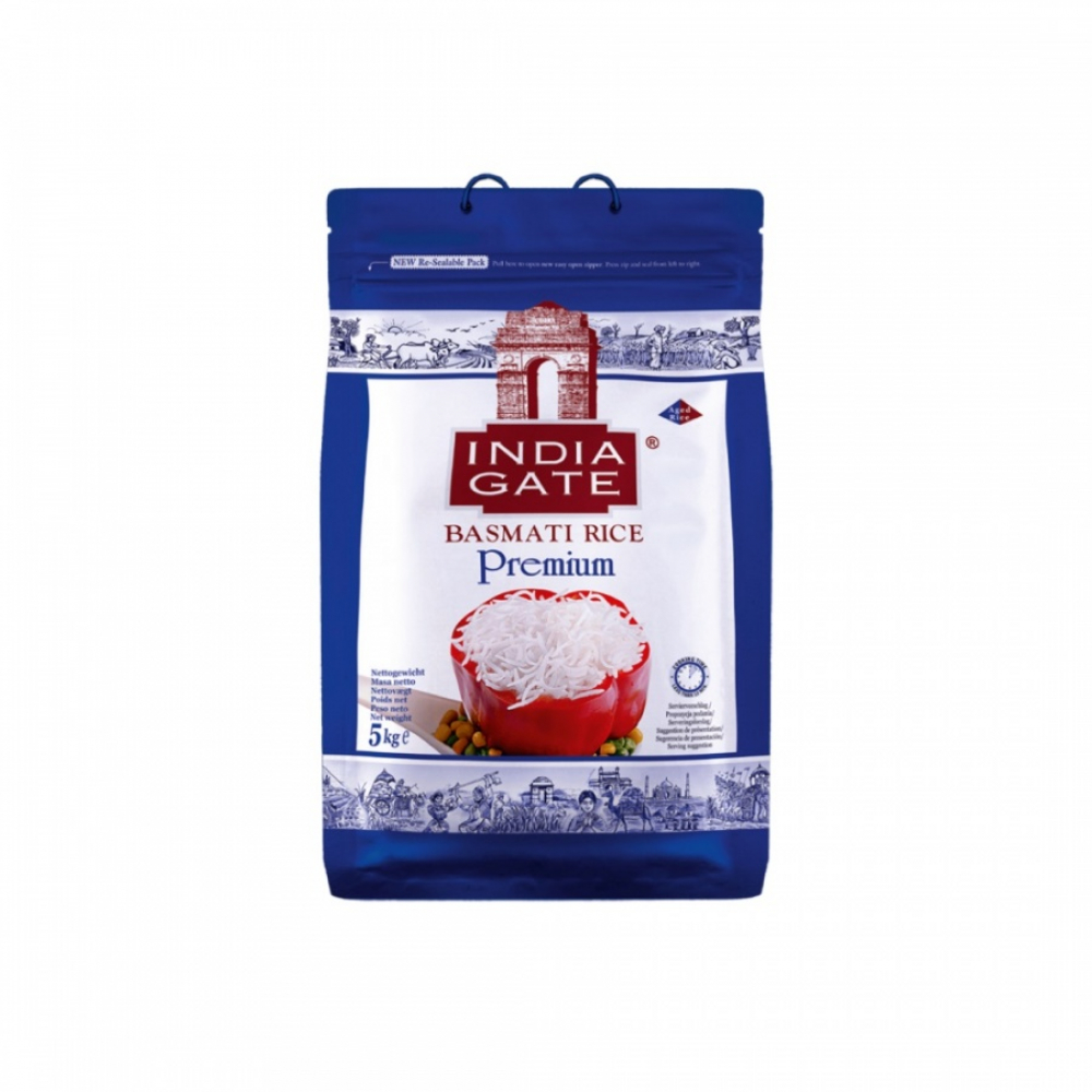 INDIA GATE Premium indian basmati white rice Премиум белый рис Басмати 5кг