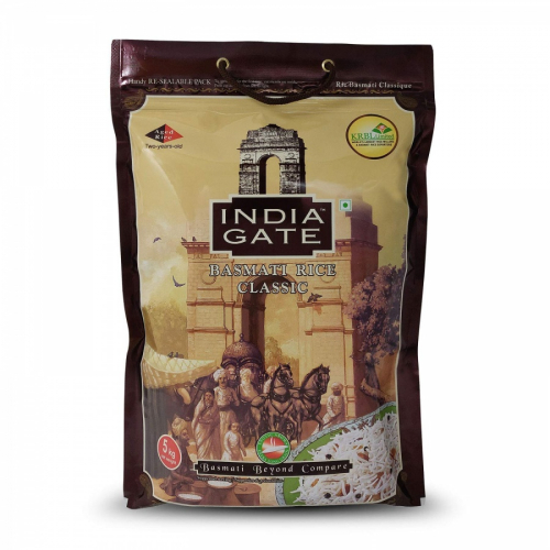 INDIA GATE Сlassic indian basmati white rice Классический белый рис Басмати 5кг