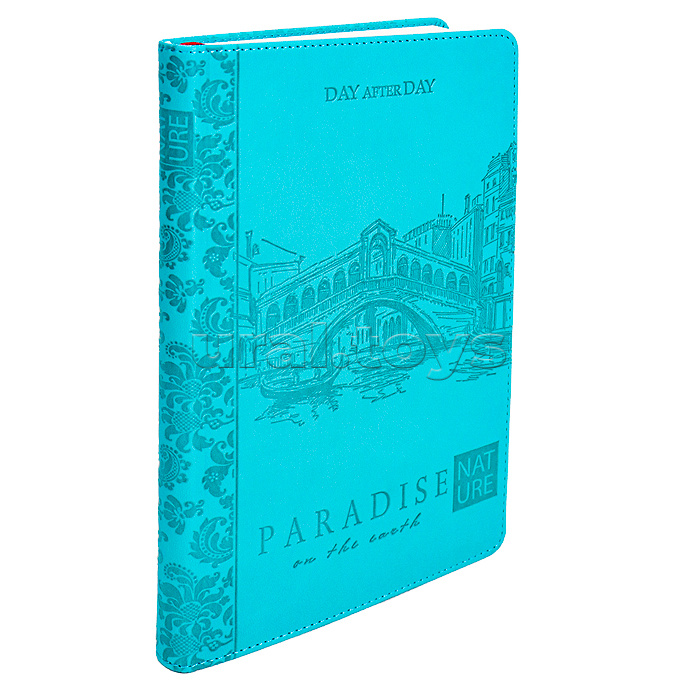 Записная книга А5 96л. Мост через ручей, синяя, кожзам,тиснен.,пус.бл