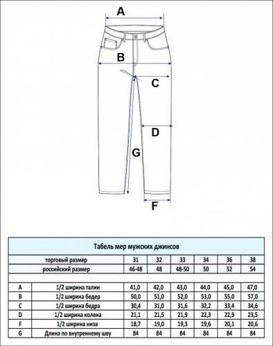 Джинсы мужские прямые P321-0161R синие