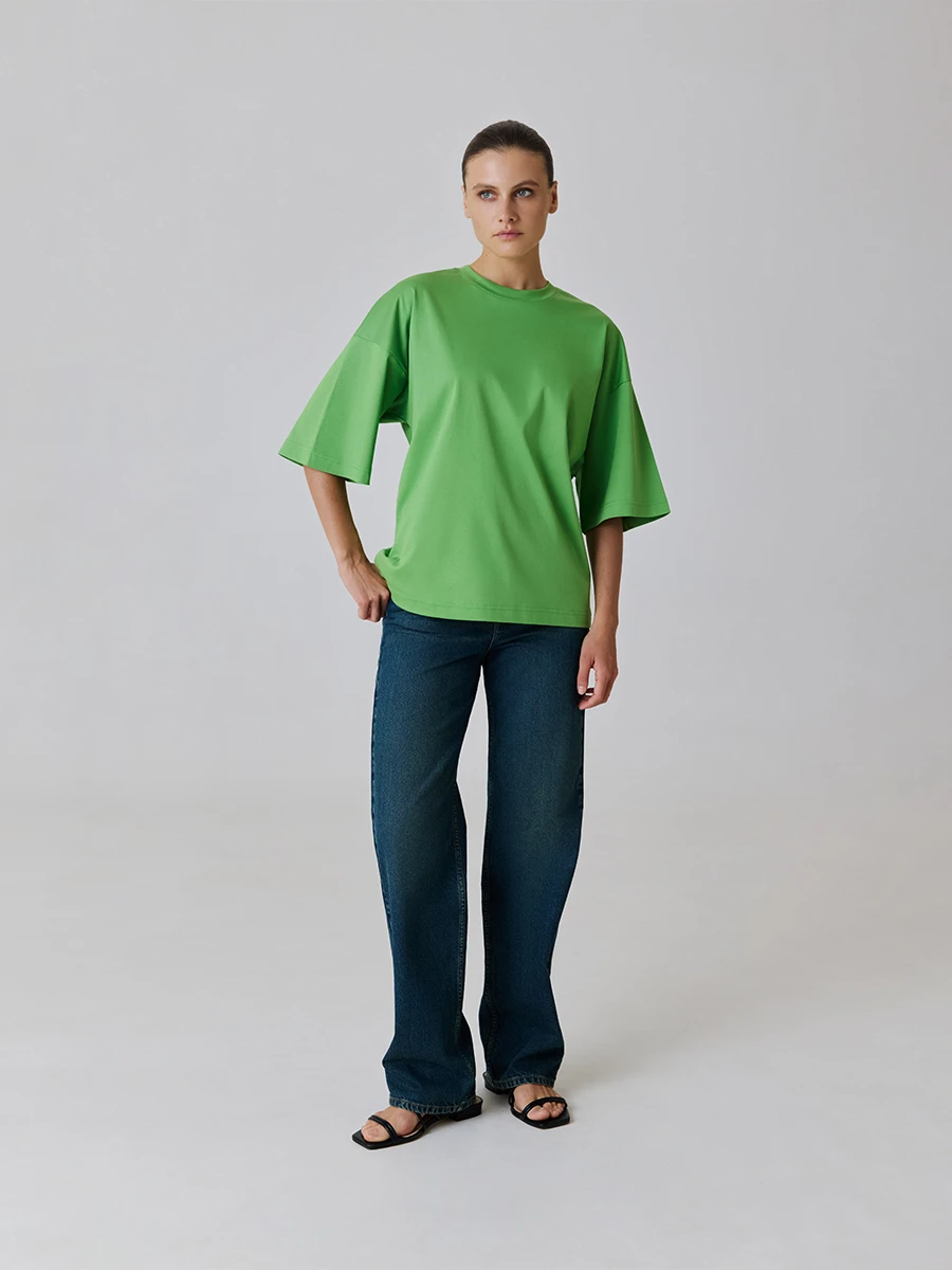 Однотонная oversize футболка 72.796.6081.011.1 Зеленый
