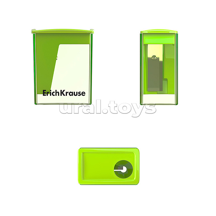 Точилка пластиковая City Mini, Neon, с контейнером, ассорти