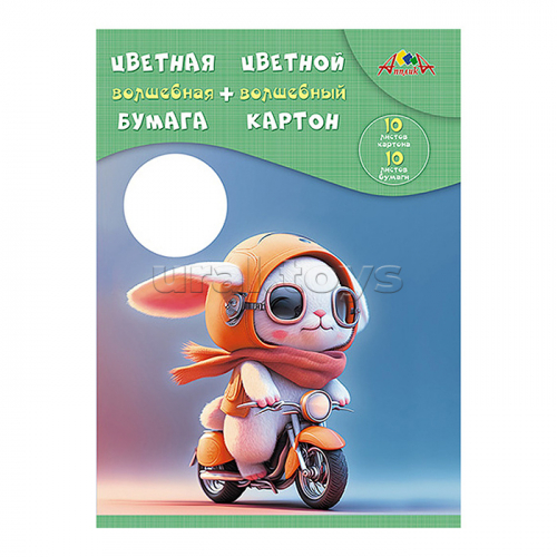 Картон цветной 10л. 10цв. волшебный А4 папка 