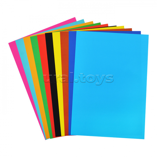 Набор цветного лак. картона и цветной мел. бумаги 20л 10цв.+10цв. А4ф 194х280мм в папке 