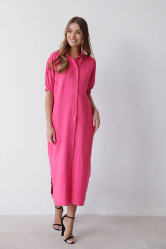 10614 Платье-рубашка  розовое (остаток: 42-44)