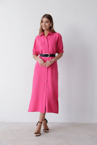 10614 Платье-рубашка  розовое (остаток: 42-44)