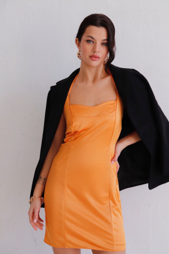 11354 Платье с открытой спинкой оранжевое (остаток: 42, 44, 46, 48, 50)