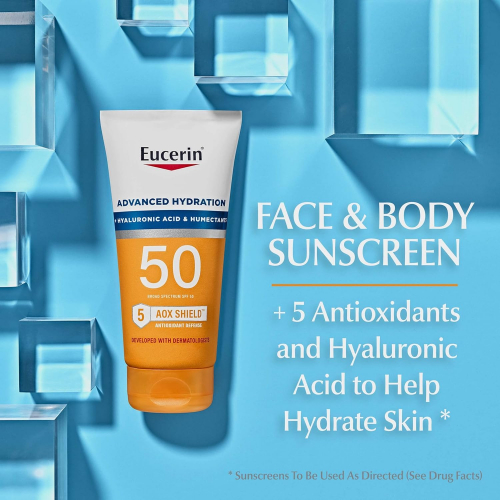 Eucerin, Advanced Hydration, легкий солнцезащитный лосьон, SPF 50, без отдушек, 150 мл (5 жидк. Унций)