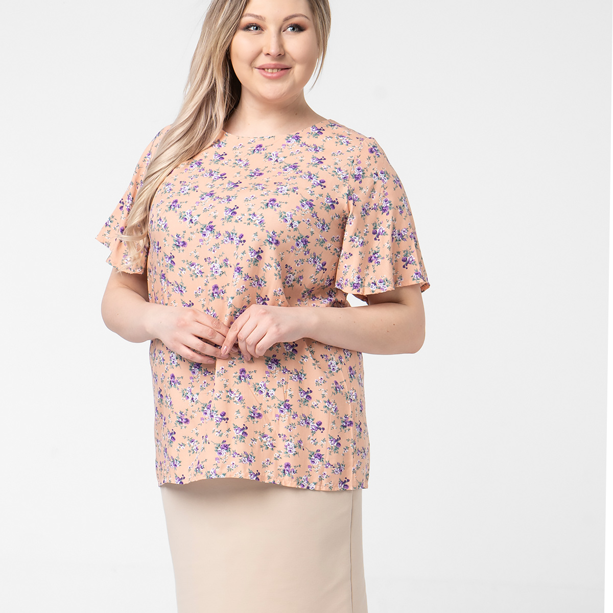 ст. цена1500руб.! Туника, трикотаж, персиковый