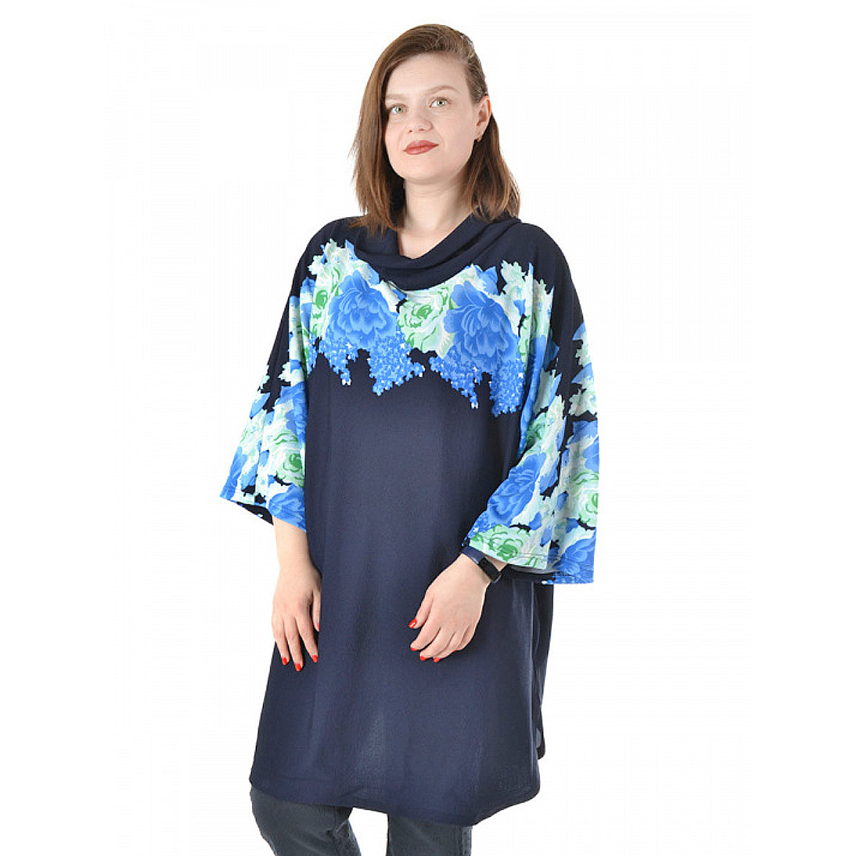 ст. цена1500руб.! Жакет Туника, трикотаж, темно-синий