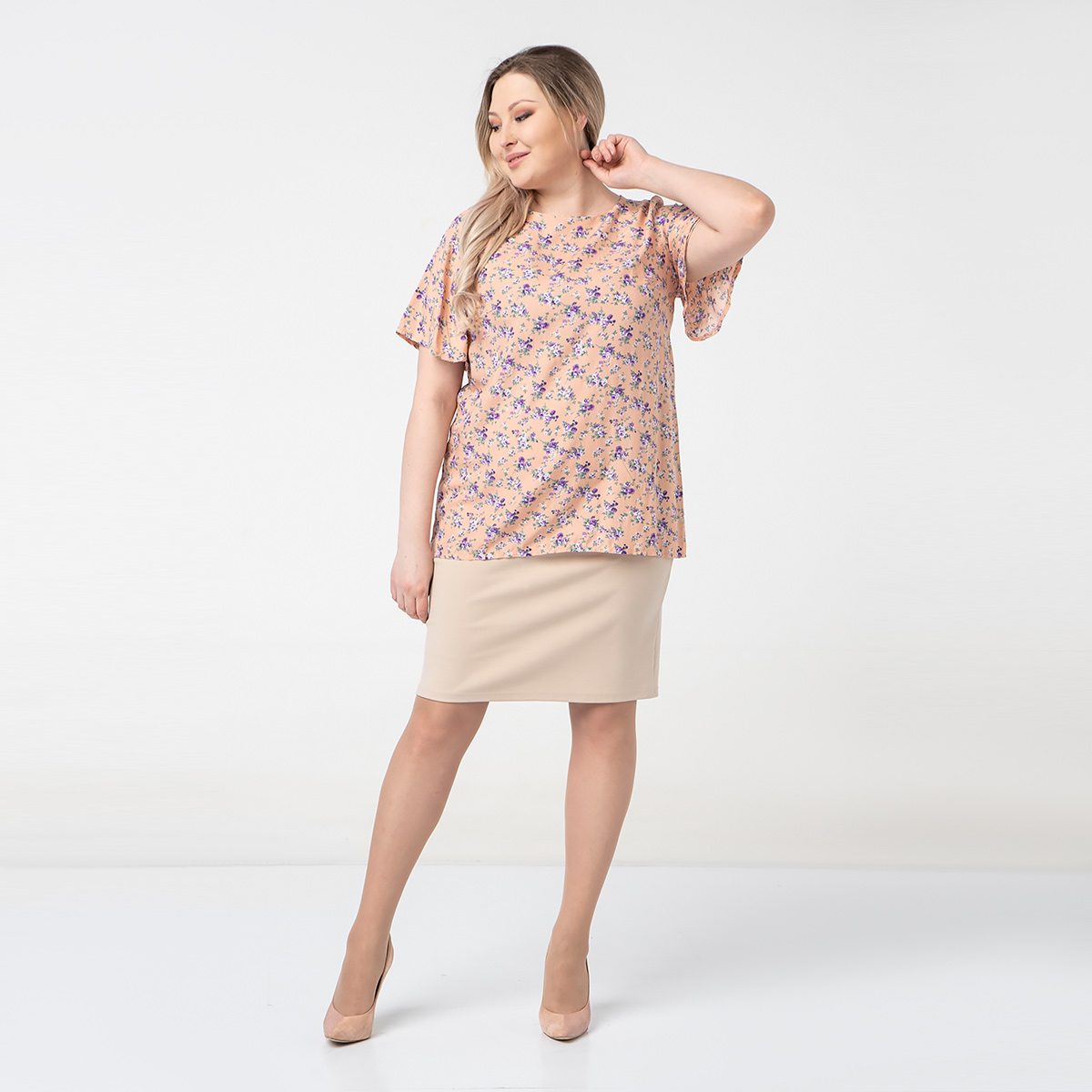 ст. цена1500руб.! Туника, трикотаж, персиковый