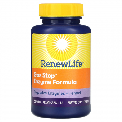 Renew Life, Формула с ферментами против газов, 60 вегетарианских капсул