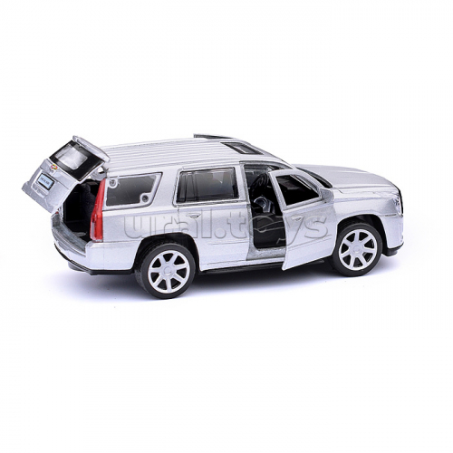 Машина металл Cadillac Escalade 12 см, (двери, багаж, серебрист,) инерц, в коробке