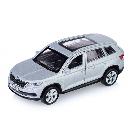 Машина металл Skoda Kodiaq матовый 12 см, двери, багаж, инер, серый