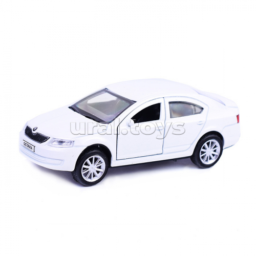 Машина металл Skoda Octavia 12 см, (двери, багаж, белый) инерц., в коробке