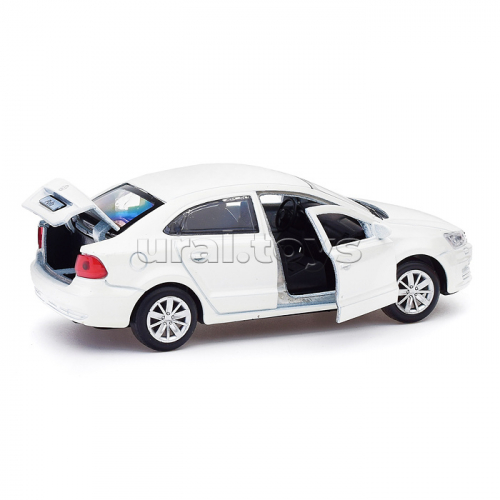 Машина металл Volkswagen Polo12 см, (двери, багаж, белый) инерц, в коробке