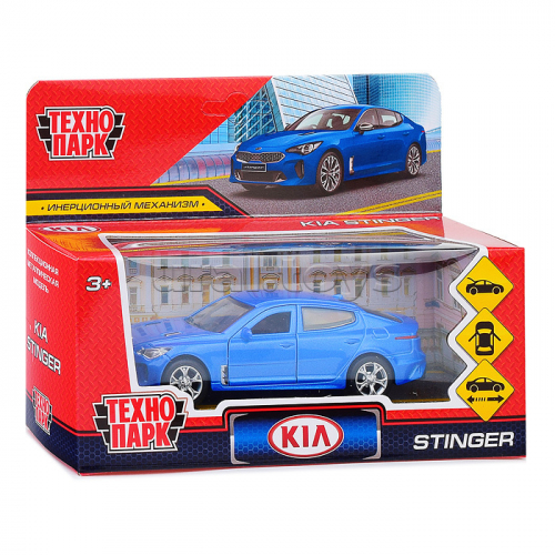Машина металл KIA Stinger12 см, (двери, багаж.,синий) инерц, в коробке