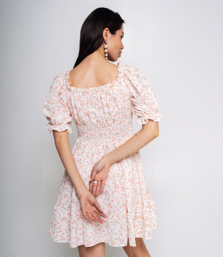 Платье #БШ2298-1, молочный, розовый