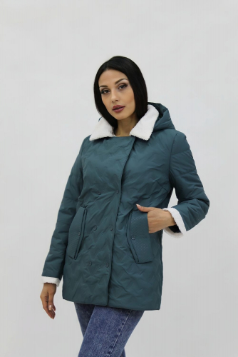 Демисезонная женская куртка Тренд весна осень - бирюзовый №Н-921