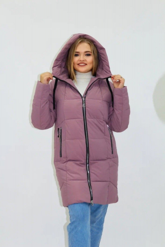 Зимняя женская куртка еврозима-зима 2830 - розовый  - 50-52